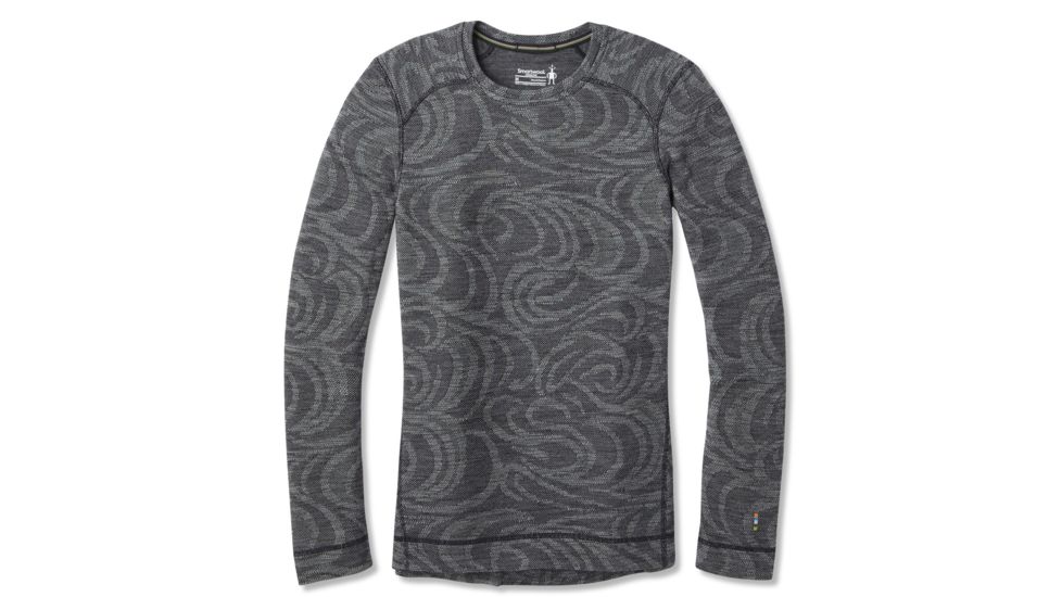 Smartwool Merino 250 Baselayer Pattern Crew - Womens, Black Snow Swirl, Small, SW0NP226C21-S