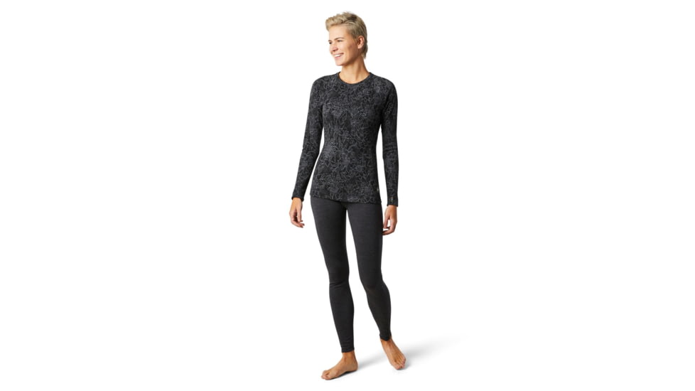 Smartwool Merino 250 Baselayer Pattern Crew - Womens, Black Traced Dahlia, Small, SW016371E42-S