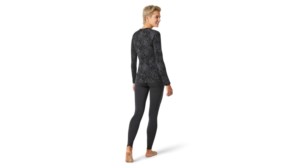 Smartwool Merino 250 Baselayer Pattern Crew - Womens, Black Traced Dahlia, Small, SW016371E42-S