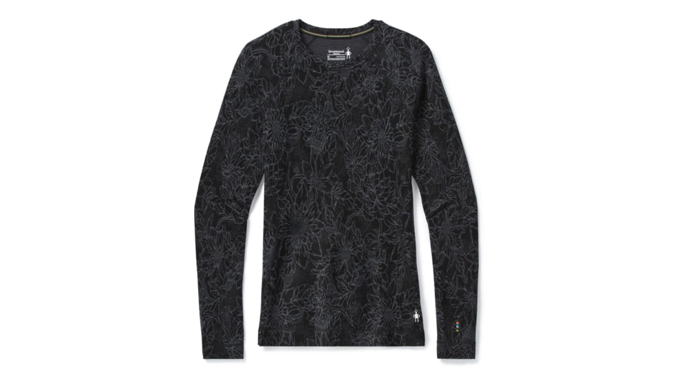 Smartwool Merino 250 Baselayer Pattern Crew - Womens, Black Traced Dahlia, Small, SW016371E42-S