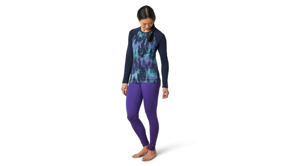 Smartwool Merino 250 Baselayer Pattern Crew - Womens, Deep Navy Forest Scape, Small, SW016371E43-S