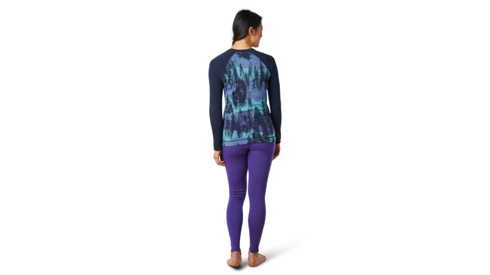 Smartwool Merino 250 Baselayer Pattern Crew - Womens, Deep Navy Forest Scape, Small, SW016371E43-S