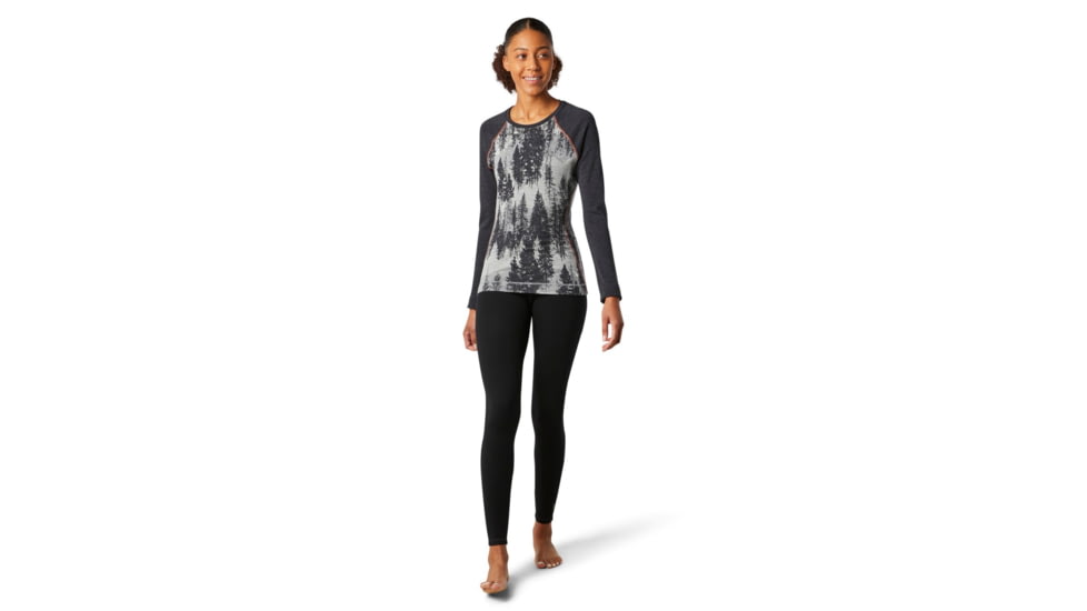 Smartwool Merino 250 Baselayer Pattern Crew - Womens, Light Gray Forest Scape, Large, SW016371F51-L