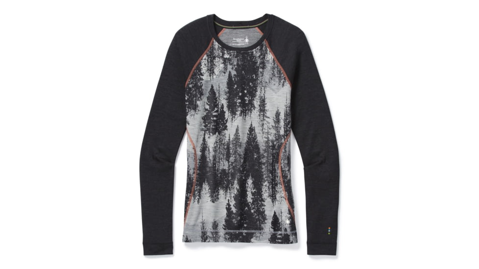 Smartwool Merino 250 Baselayer Pattern Crew - Womens, Light Gray Forest Scape, Large, SW016371F51-L