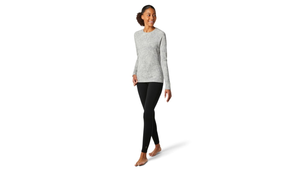 Smartwool Merino 250 Baselayer Pattern Crew - Womens, Light Gray Traced Dahlia, Extra Large, SW016371E41-XL