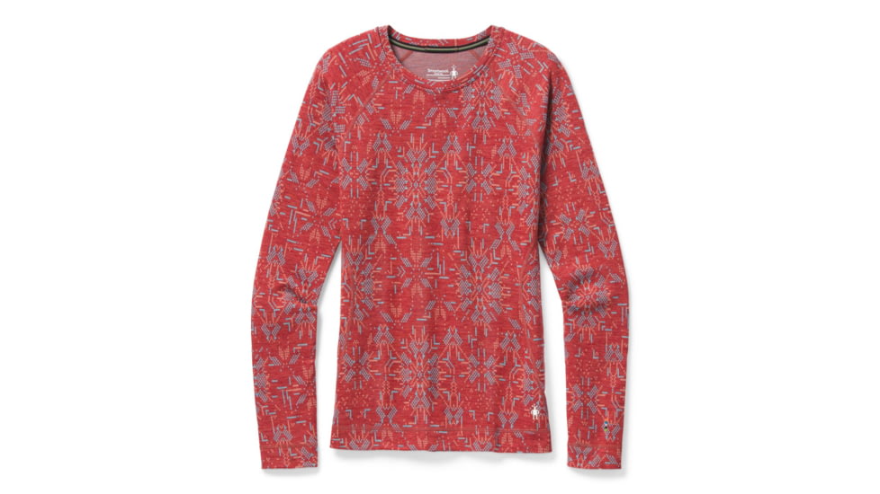 Smartwool Merino 250 Baselayer Pattern Crew - Womens, Masala Digital Snowflake, Extra Small, SW016371E37-XS
