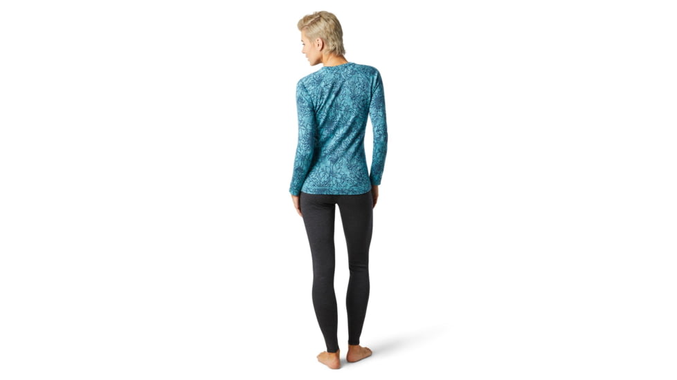 Smartwool Merino 250 Baselayer Pattern Crew - Womens, Wave Blue Traced Dahlia, Large, SW016371E39-L