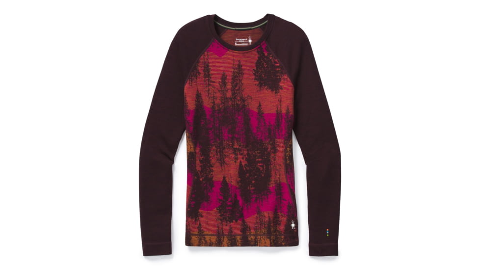 Smartwool Merino 250 Baselayer Pattern Crew - Womens, Woodsmoke Forest Scape, Large, SW016371E44-L