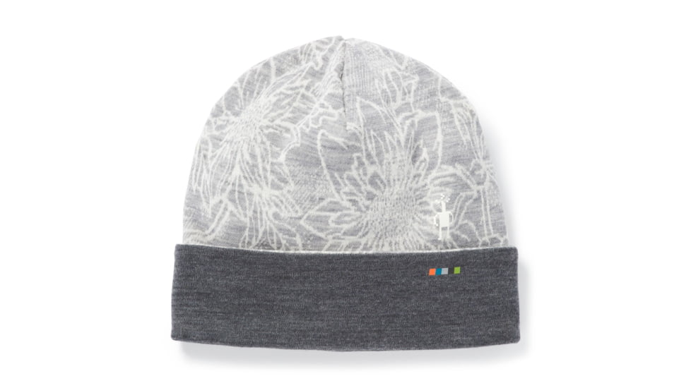Smartwool Merino 250 Pattern Cuffed Beanie, Light Gray Traced Dahlia, One Size, SW0SC181E41-1FM
