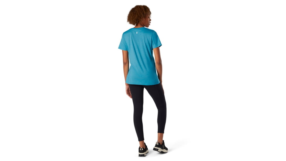 Smartwool Merino Sport 150 Camping With Friends Graphic Tee - Womens, Light Ocean Abyss Heather, Large, SW000722F67L