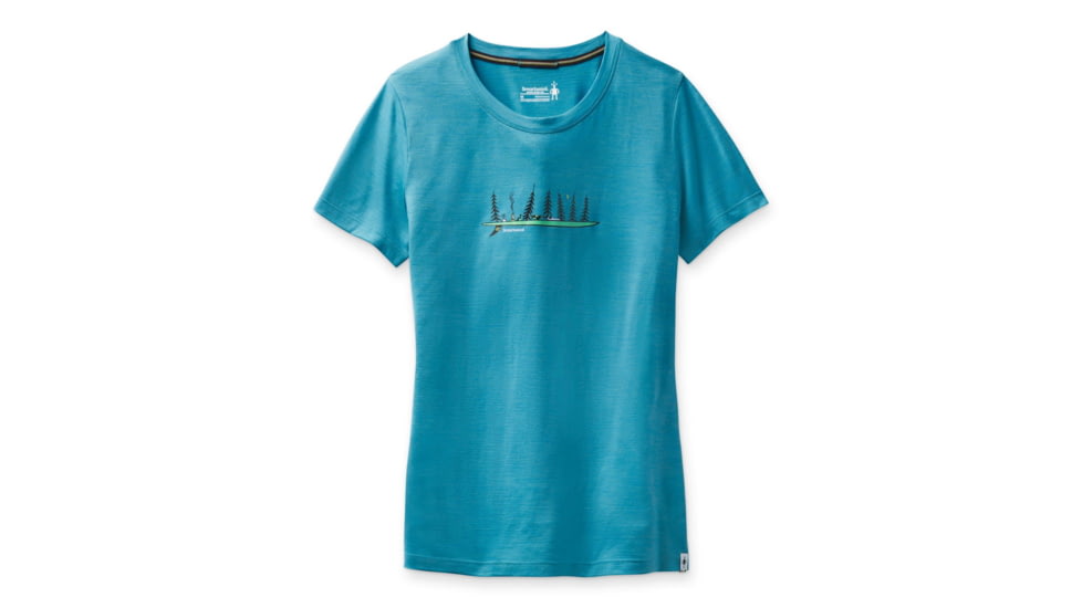 Smartwool Merino Sport 150 Camping With Friends Graphic Tee - Womens, Light Ocean Abyss Heather, Large, SW000722F67L