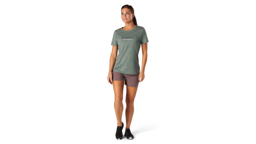 Smartwool Merino Sport 150 Camping With Friends Graphic Tee - Womens, Sage Heather, Extra Large, SW000722F72XL