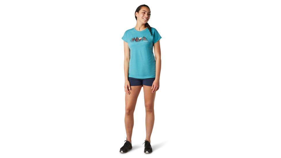 Smartwool Merino Sport 150 Castles in the Stratosphere Graphic Tee - Womens, Dark Wave Blue Heather, Extra Small, SW016331F55-XS