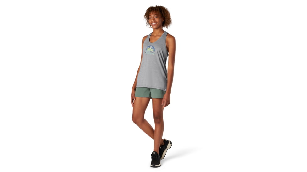 Smartwool Merino Sport 150 Go Far, Feel Good Graphic Tank - Womens, Light Gray Heather, Large, SW000719545L