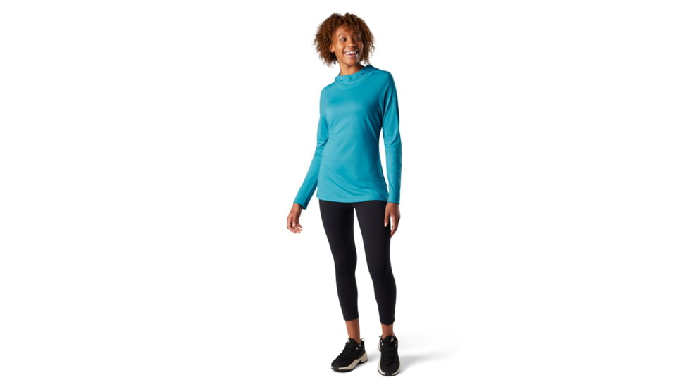 Smartwool Merino Sport 150 Hoodie - Womens, Light Ocean/Abyss Heather, Large, SW000718F67-LO/AH-Large