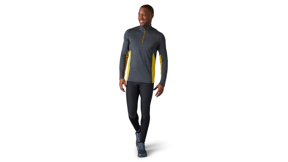 Smartwool Merino Sport 150 Long Sleeve 1/4 Zip - Mens, Charcoal Heather/Golden Olive, Medium, SW011538H23M