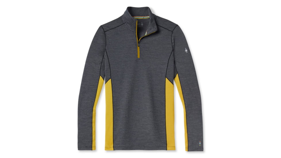 Smartwool Merino Sport 150 Long Sleeve 1/4 Zip - Mens, Charcoal Heather/Golden Olive, Medium, SW011538H23M