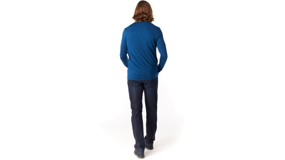 Smartwool Merino Sport 150 Mountain Aurora Long Sleeve Tee - Mens, Alpine Blue, Small, SW019021B25-S