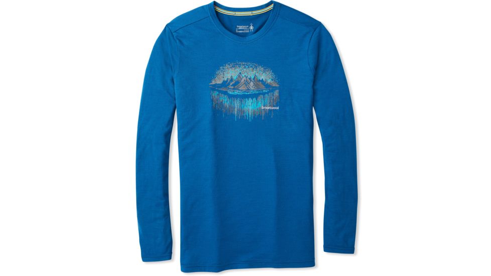 Smartwool Merino Sport 150 Mountain Aurora Long Sleeve Tee - Mens, Alpine Blue, Small, SW019021B25-S