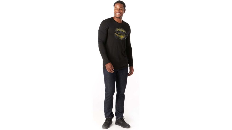 Smartwool Merino Sport 150 Mountain Aurora Long Sleeve Tee - Mens, Black, Extra Large, SW019021001-XL