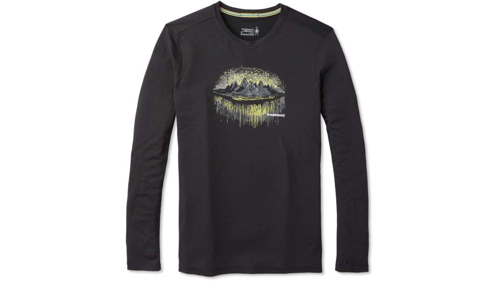 Smartwool Merino Sport 150 Mountain Aurora Long Sleeve Tee - Mens, Black, Extra Large, SW019021001-XL