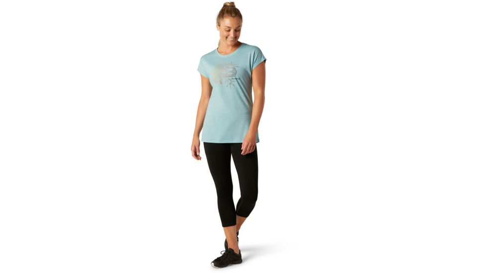 Smartwool Merino Sport 150 Mountain Reflection Tee - Womens, Wave Blue Heather, Small, SW016139D25-S