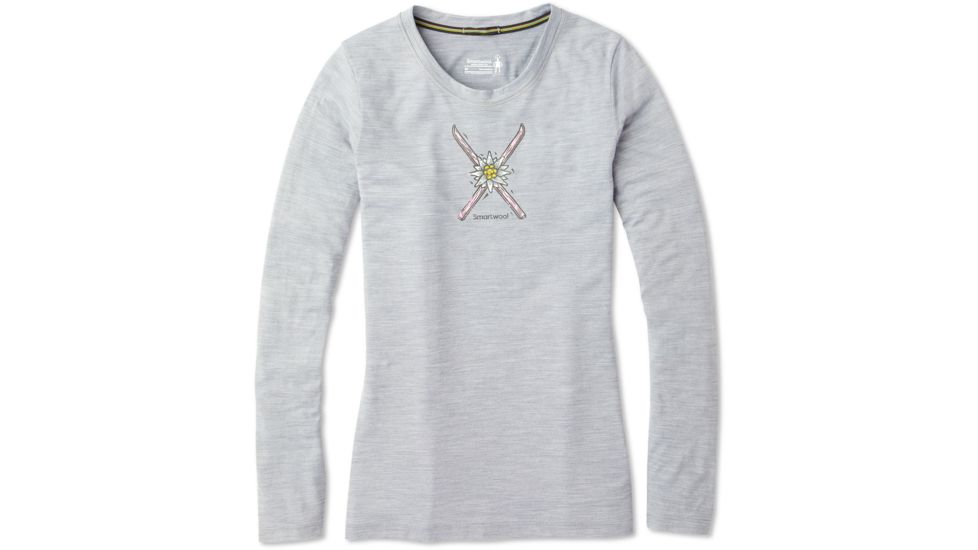 Smartwool Merino Sport 150 Powder Flower Long Sleeve Tee - Womens, Light Gray Heather, Small, SW019248545-S