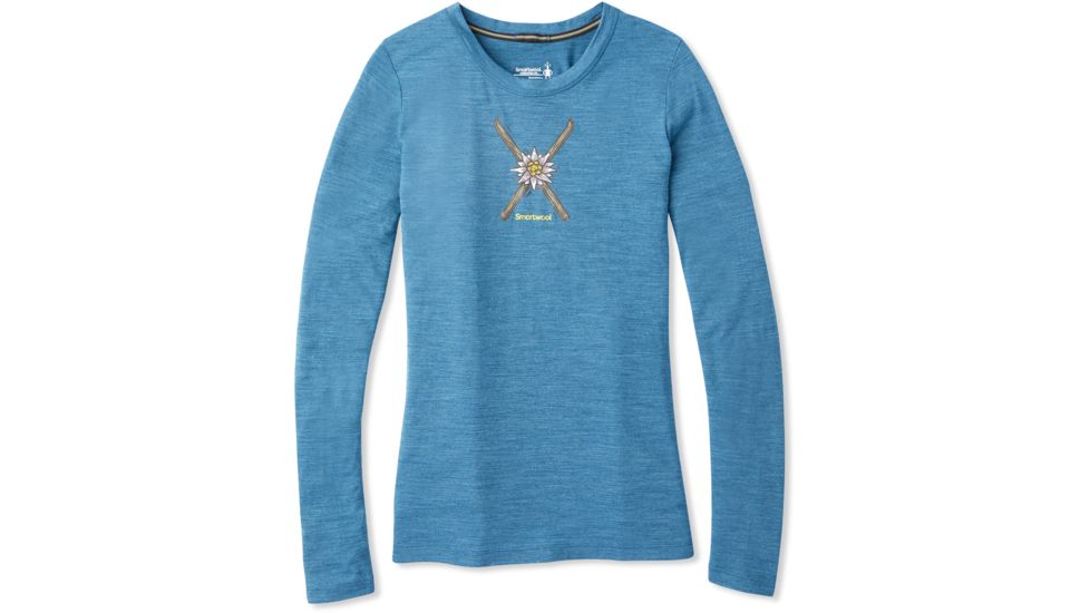 Smartwool Merino Sport 150 Powder Flower Long Sleeve Tee - Womens, Marlin Blue Heather, Medium, SW019248B43-M