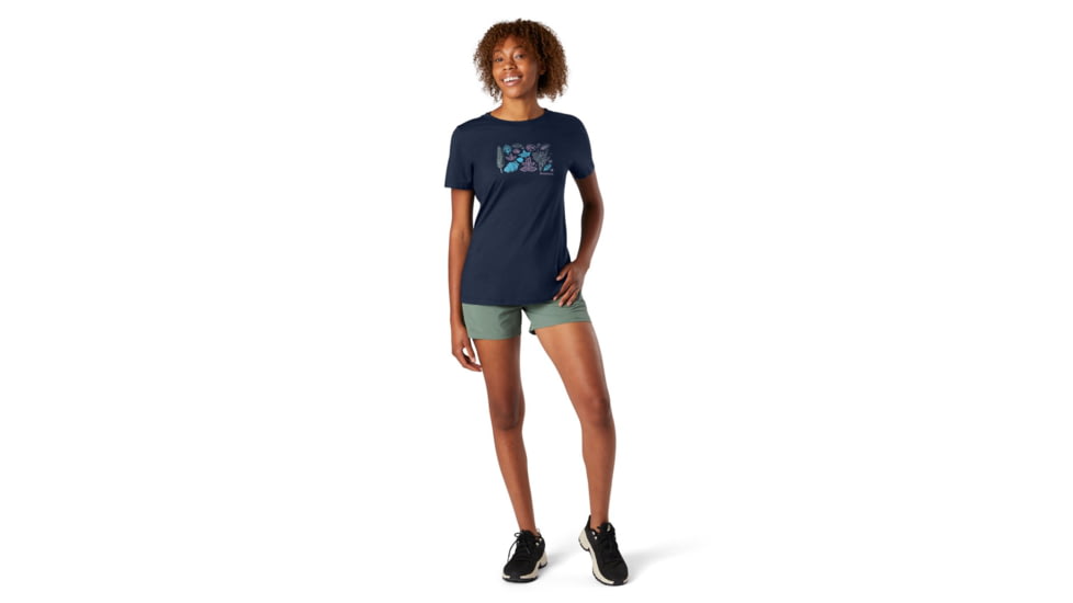 Smartwool Merino Sport 150 Spring Leaves Graphic Tee - Womens, Deep Navy, Large, SW000721092L