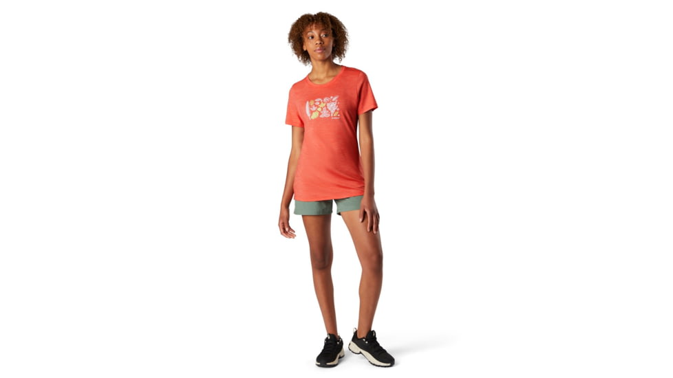 Smartwool Merino Sport 150 Spring Leaves Graphic Tee - Womens, Sunset Coral Heather, Medium, SW000721F78M