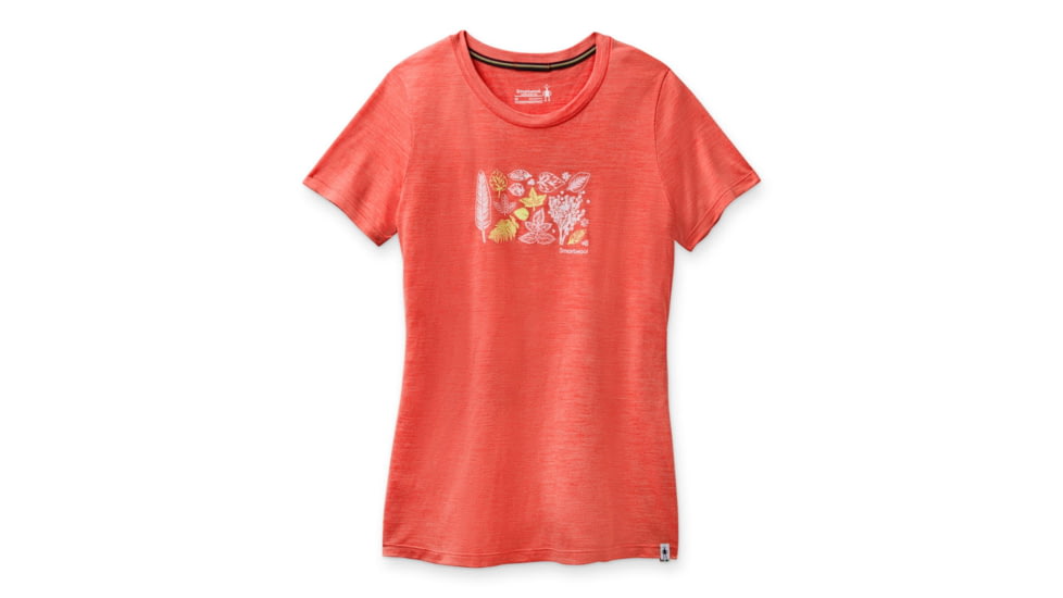 Smartwool Merino Sport 150 Spring Leaves Graphic Tee - Womens, Sunset Coral Heather, Medium, SW000721F78M