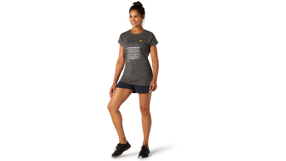Smartwool Merino Sport 150 Surfing Flamingos Tee - Womens, Medium Gray Heather, Extra Small, SW016138084-XS