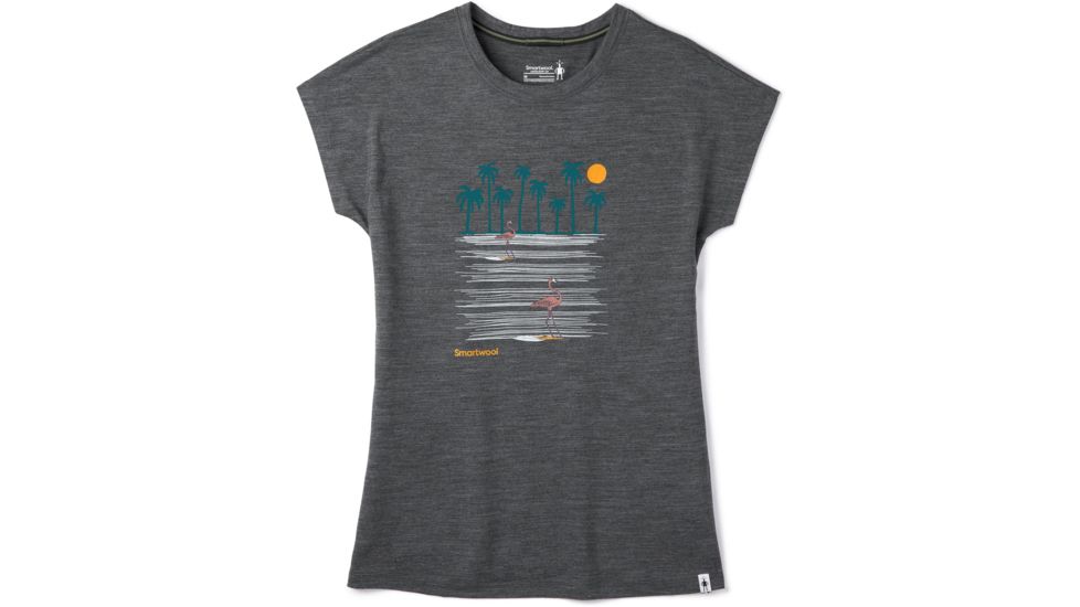 Smartwool Merino Sport 150 Surfing Flamingos Tee - Womens, Medium Gray Heather, Extra Small, SW016138084-XS