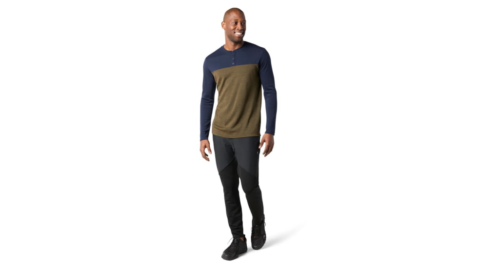 Smartwool Merino Sport 250 Henley - Mens, Deep Navy/Military Olive Heather, 2XL, SW016295E62-XXL