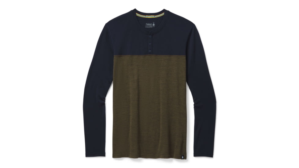 Smartwool Merino Sport 250 Henley - Mens, Deep Navy/Military Olive Heather, 2XL, SW016295E62-XXL