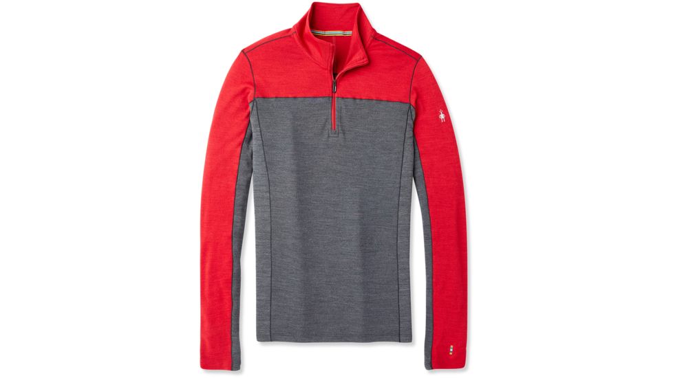 Smartwool Merino Sport 250 Long Sleeve 1/4 Zip - Mens, Chili Pepper Heather, Medium, SW019024B95-M