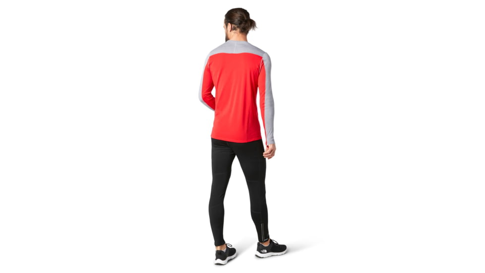 Smartwool Merino Sport 250 Long Sleeve Crew - Mens, Light Gray Heather/Cardinal Red, 2XL, SW019023E76-XXL