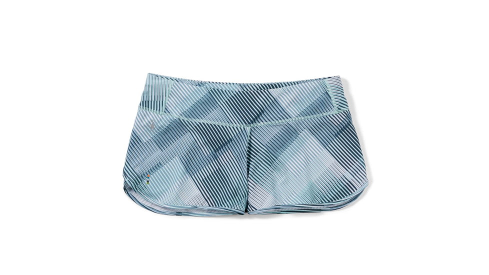 Smartwool Merino Sport Lined Short - Womens, Bleached Aqua Mountain Plaid Print, Medium, SW016604J57M