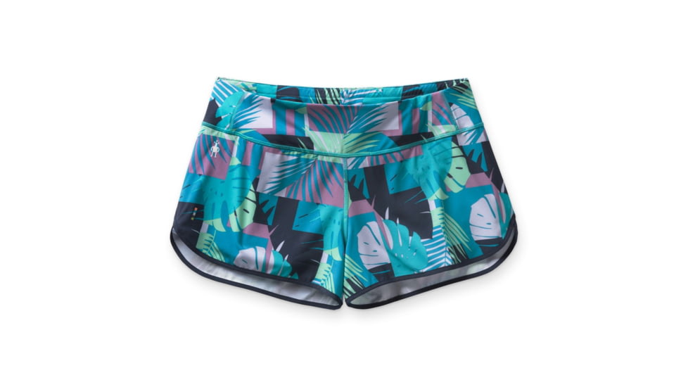 Smartwool Merino Sport Lined Short - Womens, Deep Navy Palm Print, Large, SW016142F85L