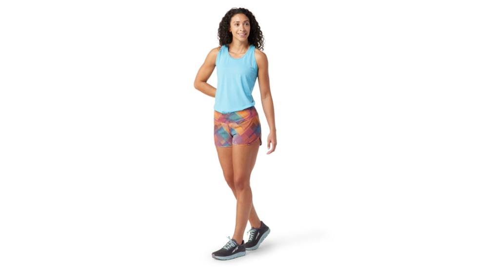 Smartwool Merino Sport Lined Short - Womens, Festive Fuchsia Mountain Plaid Print, Small, SW016604J55S