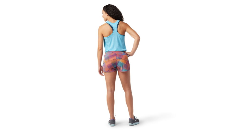 Smartwool Merino Sport Lined Short - Womens, Festive Fuchsia Mountain Plaid Print, Small, SW016604J55S