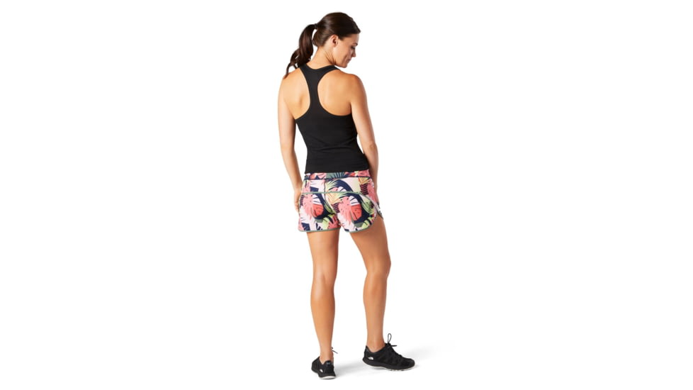 Smartwool Merino Sport Lined Short - Womens, Sunset Coral Palm Print, Medium, SW016142F86M