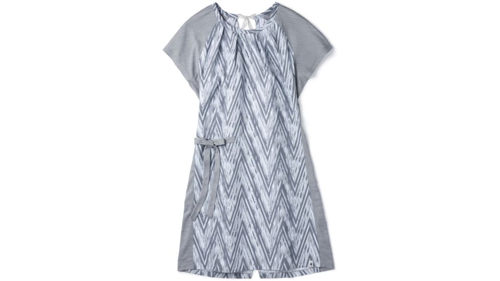 Smartwool Merino Sport Short Sleeve Dress - Womens, Barely Blue Zig Zag Print, Medium, SW016235D81-M