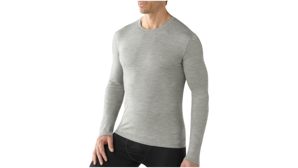 Smartwool Microweight Crew - Men's-Large-Silver Grey Heather Stripe