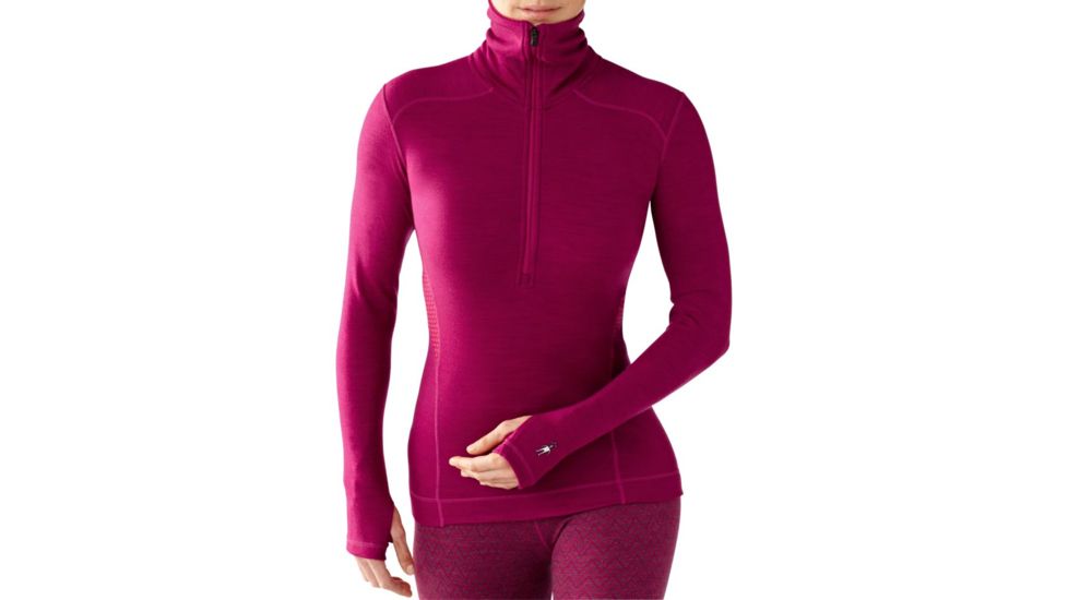 Smartwool Midweight Funnel Zip - Women's-Berry Heather-Large