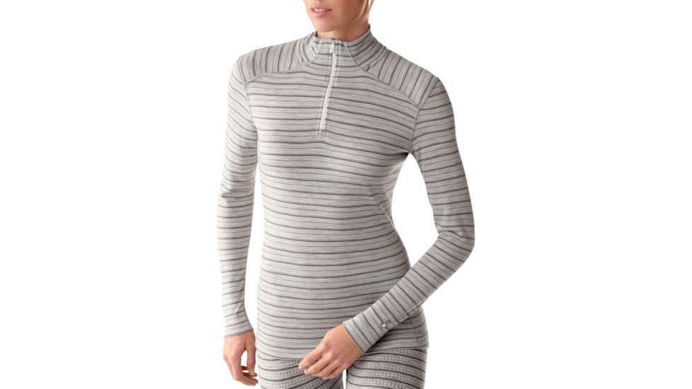 Smartwool Midweight Pattern Zip T - Women's-Silver Grey Heather-Medium-Clearance