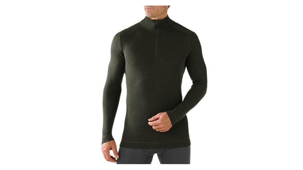 Smartwool Midweight Zip T Long Sleeve - Men's-Olive Heather-X-Large