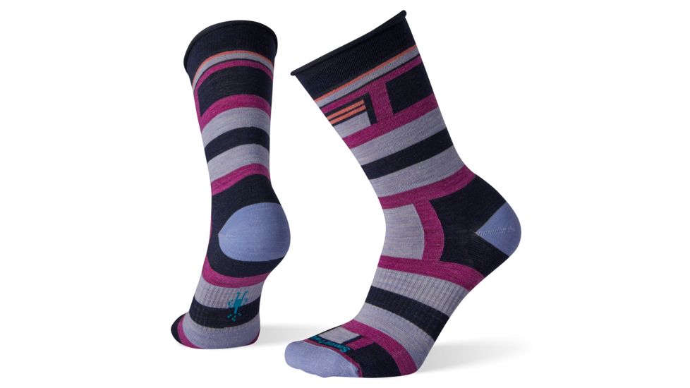 Smartwool Non-Binding Pressure Free Striped Crew Socks - Womens, Deep Navy, Large, SW004014092-L