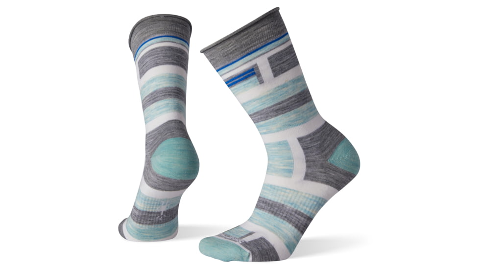 Smartwool Non-Binding Pressure Free Striped Crew Socks - Womens, Light Gray, Medium, SW004014039-M