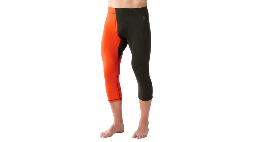 Smartwool NTS 250 CB BB Capris, Olive H/Br Orange, Large, SW0NP661309-L